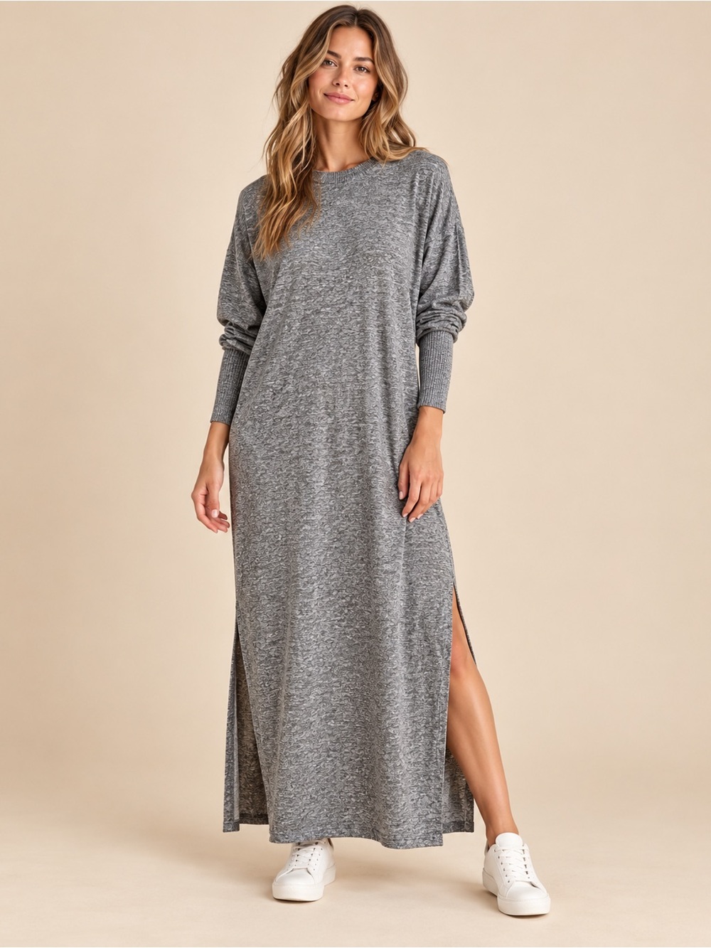 NWT Free People free-est Simply Chic Sweater Maxi Dress M Gray